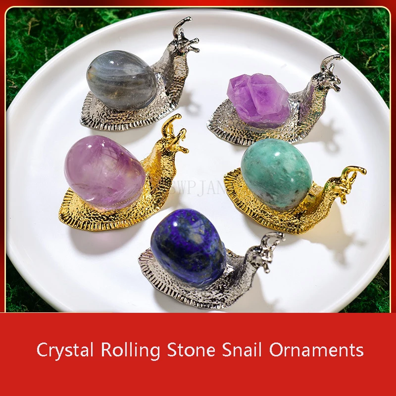 

5pcs Natural Crystal Rolling Stone Snail Ornaments Crystal Raw Stone Creative Small Snail Home Office Decoration Ornaments