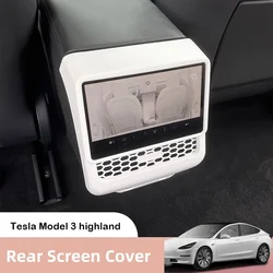 For Tesla Model 3 Highland ABS Rear Screen Cover Protector Frame Back Air Vent Trim Protective White Pink  Interior Accessories