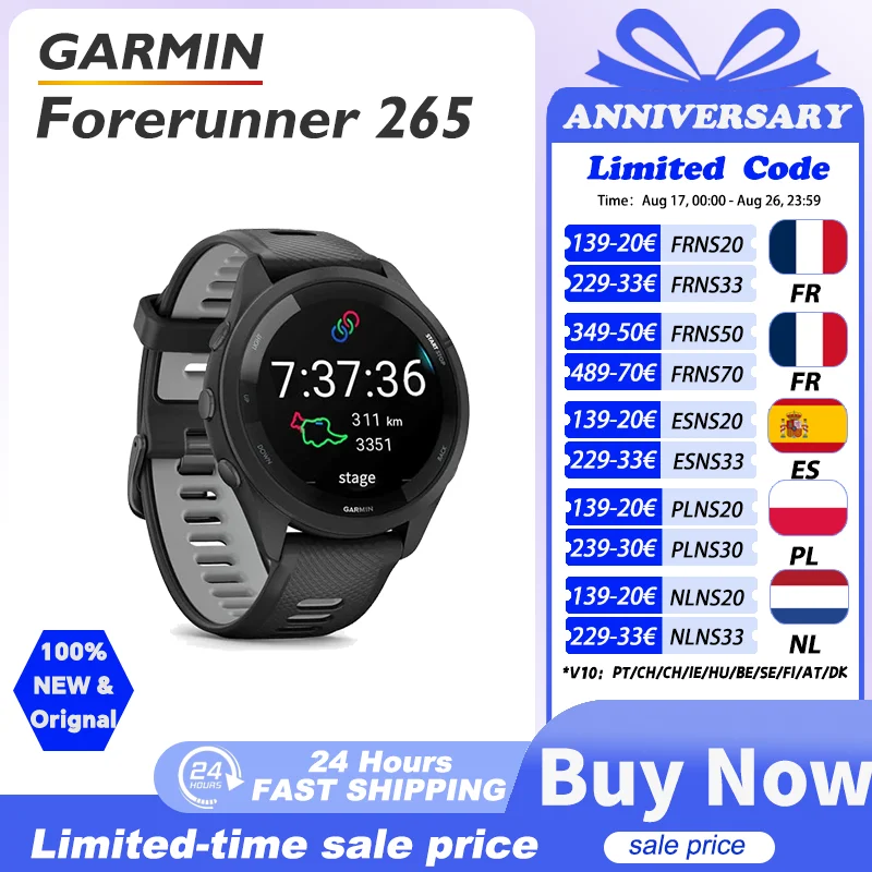 Garmin Forerunner 265 Reloj deportivo GPS al aire libre Correr Fitness Maratón Natación Frecuencia cardíaca china Reloj inteligente de oxígeno
