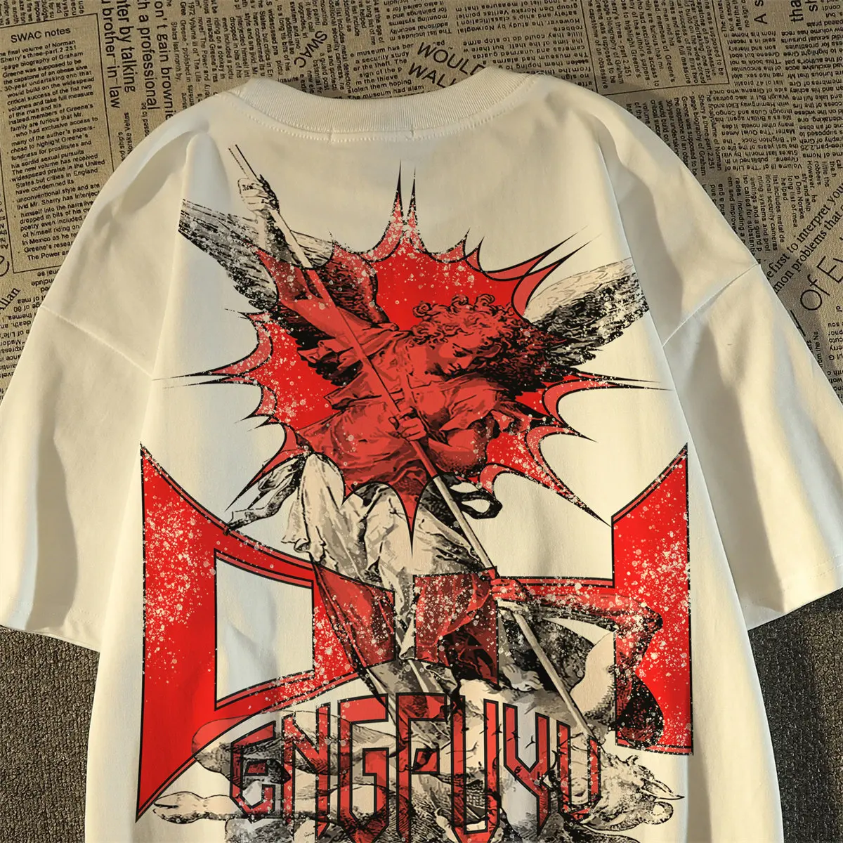 2026 New Summer Cotton Short Sleeve T Shirt Unisx Skull Demon Print Loose Top Street Style Half Sleeve Tee For Men Women
