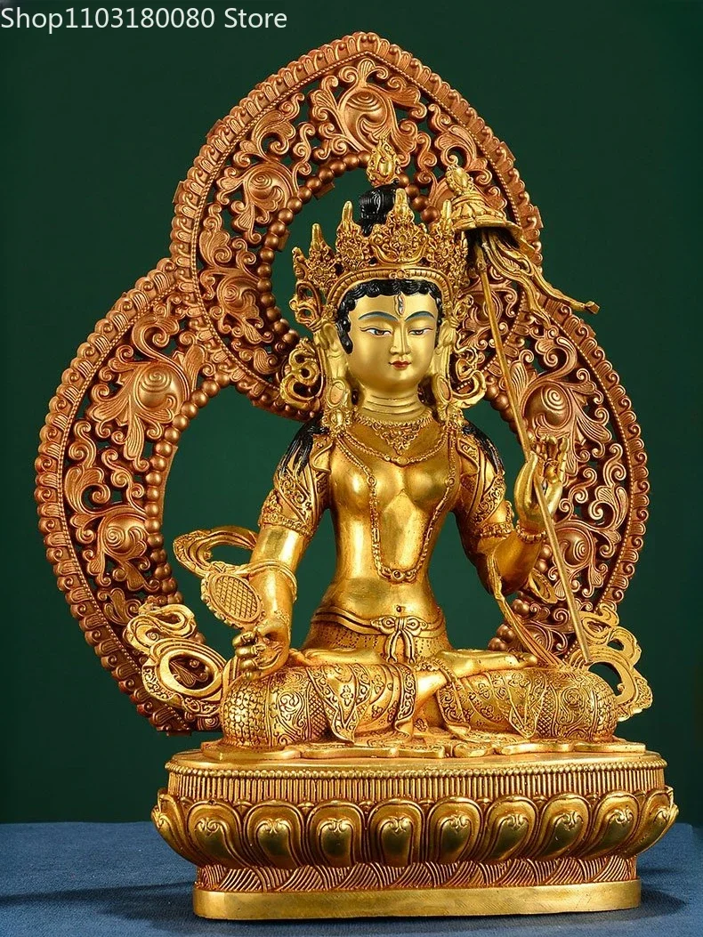 34cm 50cm Copper gilt maha sitatapatra buddha statue Tibet White Umbrella Mother-Buddha sculpture Temple home decor Large size