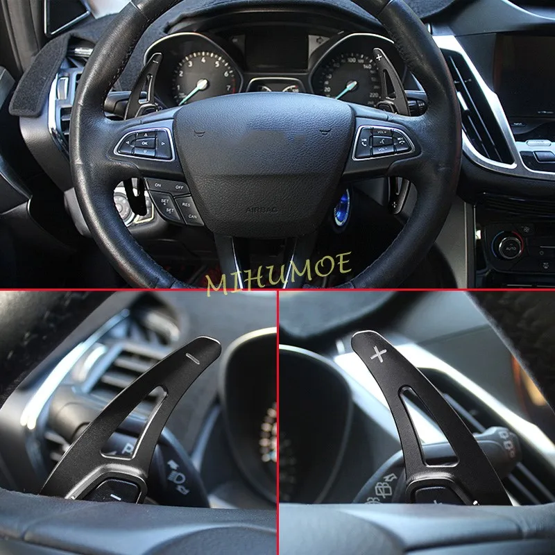 Aluminum Steering Wheel Shift Paddle Shifter Extension For Ford Kuga Escape Focus EcoSport Accessories Black view 2