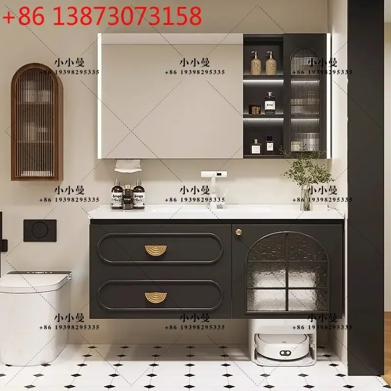 French-style retro robot vacuum integrated ceramic basin combo bathroom washbasin cabinet