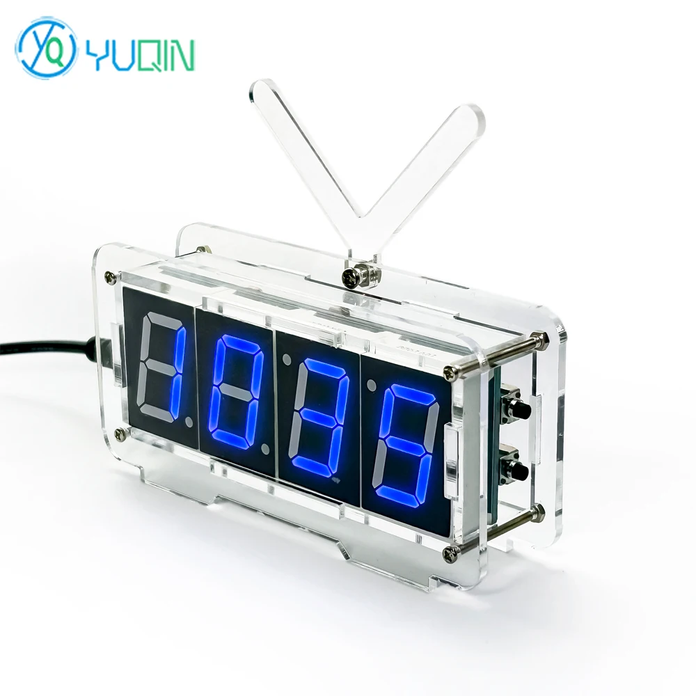 DIY ساعة إلكترونية رقمية DIY مجموعة لحام، عرض الوقت تاريخ درجة الحرارة STC رقاقة واحدة الحواسيب الصغيرة