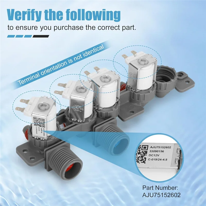 【Популярный】AJU75152602 Впускной клапан воды для шайбы заменяет 5221EA1008S 4873914 AP6335382 PS12580369 EAP12580369 DC12V