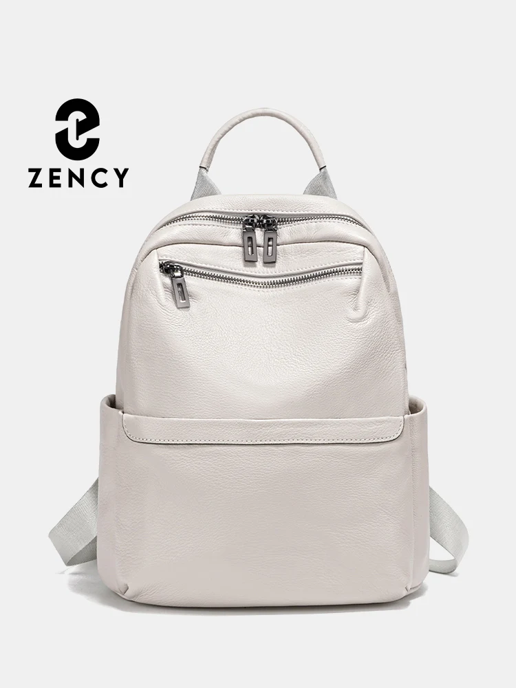 

Zency Women's Backpack Genuine Leather Large Capacity Travel Rucksack Knapsack For Ladies Satchel Fashion 2024 Schoolbag Natural