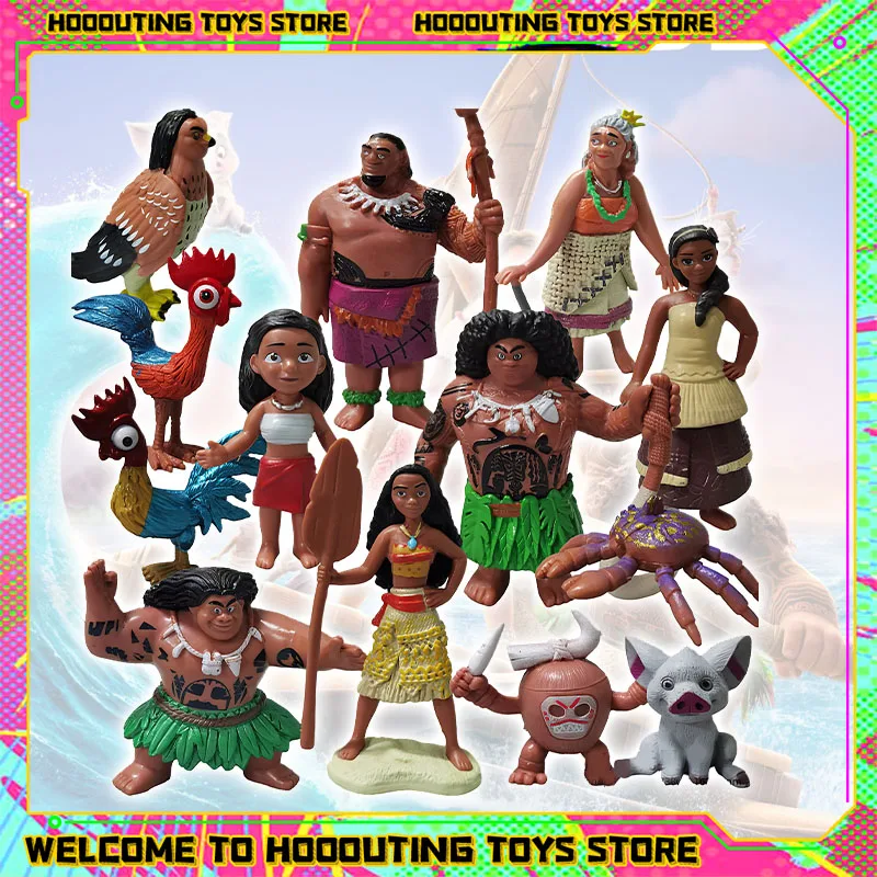 New Ocean Wonderland2 Moana Princess Legend Vaiana Maui Chief Tui Tala Heihei Pua Anime Figure Model Room Decor Cake Decoration