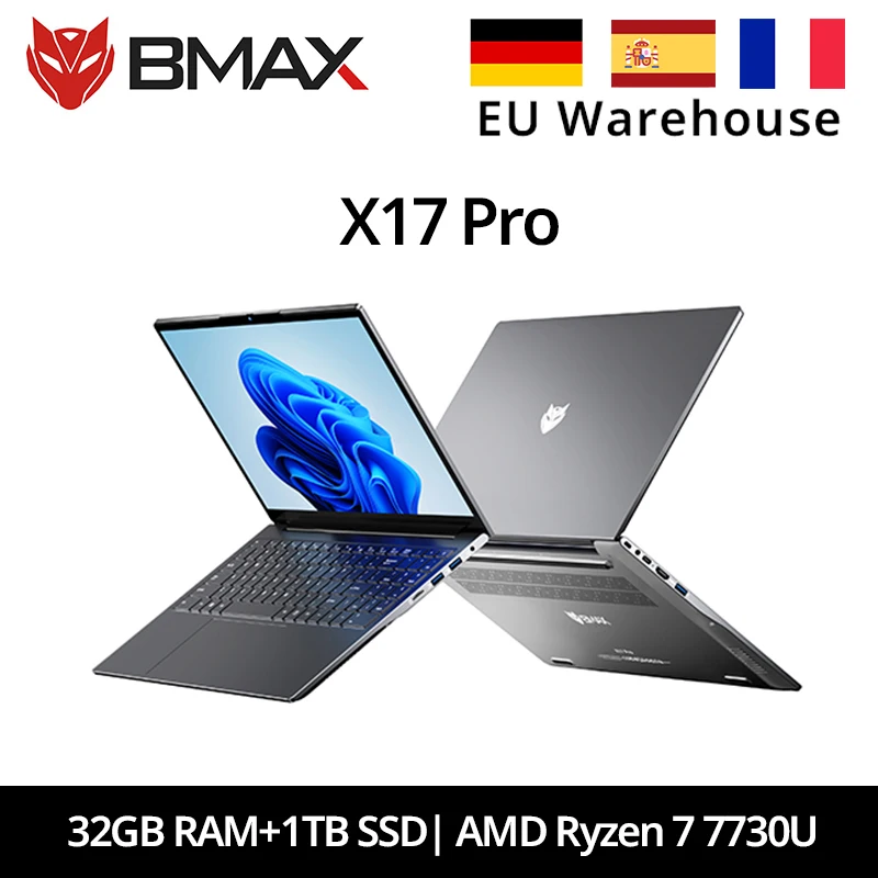 Bmax X17 Pro 15.6 pouces 32 go Ram 1 To Ssd Amd Ryzen 7 7730U Cpu Windows 11 ordinateur portable 1920*1080 Bluetooth Wifi type-c Pc ordinateur portable Ddr4