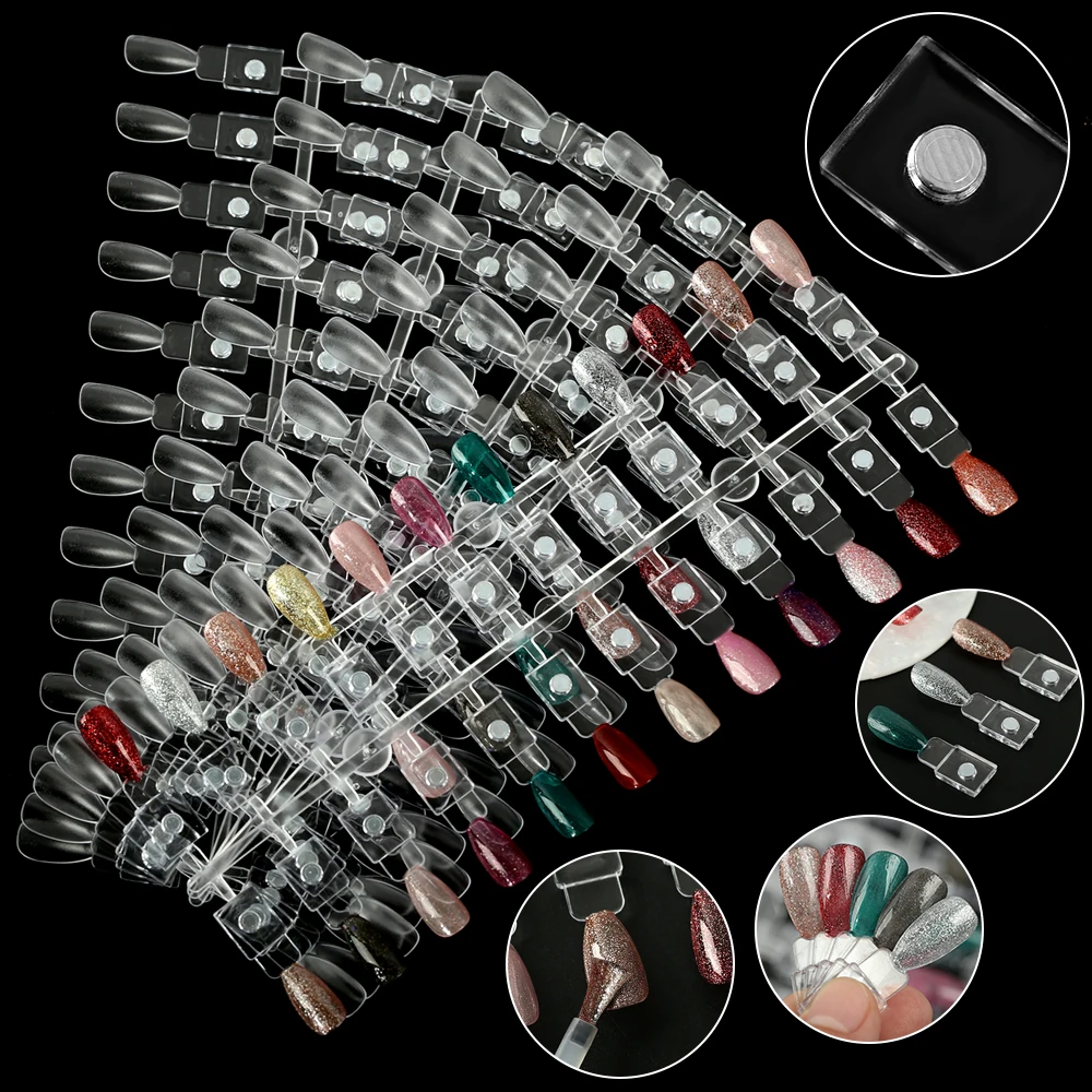 48/72/120PCS Magnetic Nail Tips Reusable Fake Nails Removable Easy Colour Application &Testing Fashion Nail Accessories Nail Art