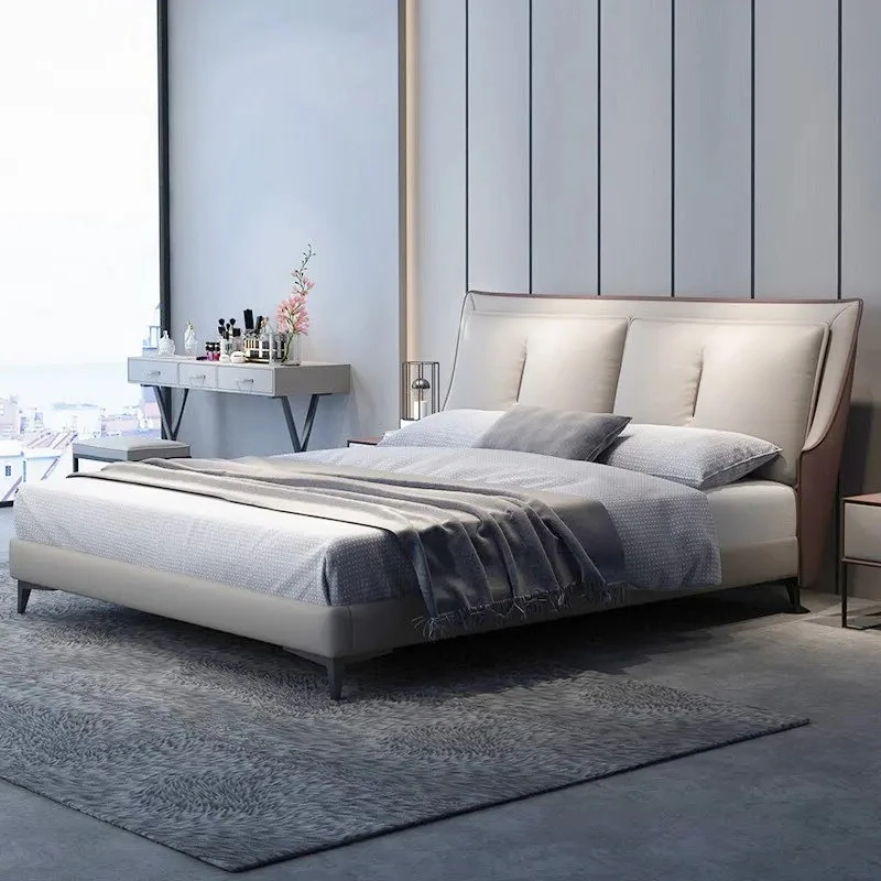 Luxury Frame Double Bed Headboard Wooden Design King Size Twin Double Bed Modern House Letto Matrimoniale Bedroom Furniture