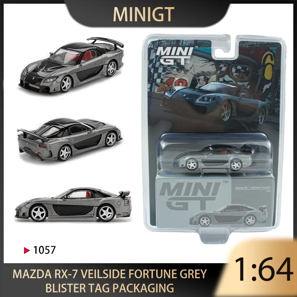 MINIGT 1:64 Mazda RX-7 VeilSide Fortune Grey MGT01057-BL Lega Premium Pressofuso Modello di Veicolo Giocattoli da Collezione Display Pezzo