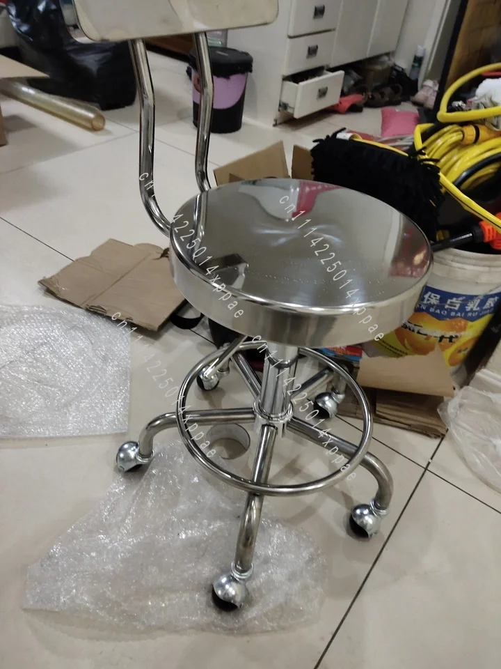 Height Stool Simple Lab Chair with Backrest Barber Chair for  Heavy-Duty Lifting Bar Stools Stainless Steel Adjustable