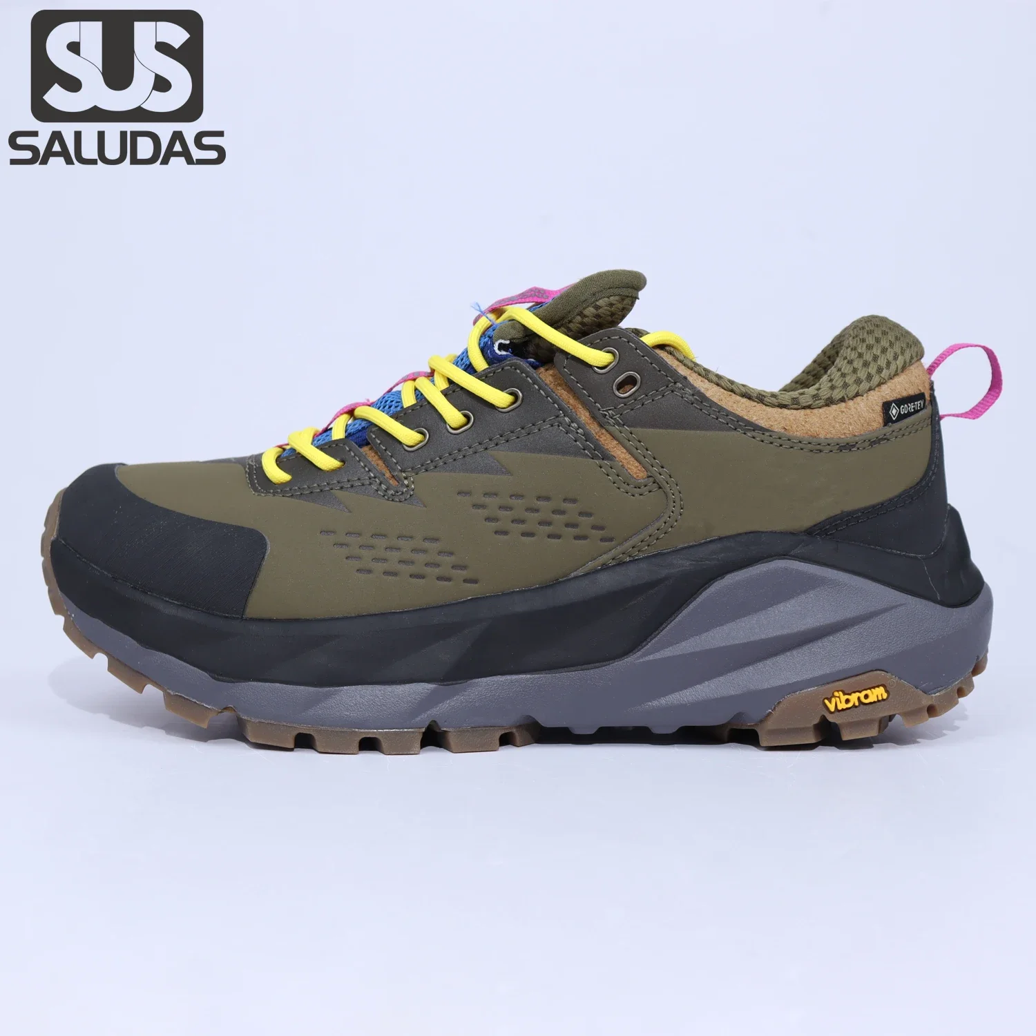 SALUDAS sepatu mendaki GTX Rendah pria wanita, sepatu kets mendaki gunung Trail, sepatu lari luar ruangan bahan kulit tahan air untuk pria dan wanita