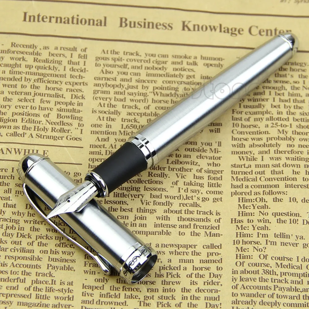 

Luxury Jinhao X750 Silver Stainless Steel Fountain Pen Medium 18KGP Nib School Office Name Ink Pen Gift Stationery