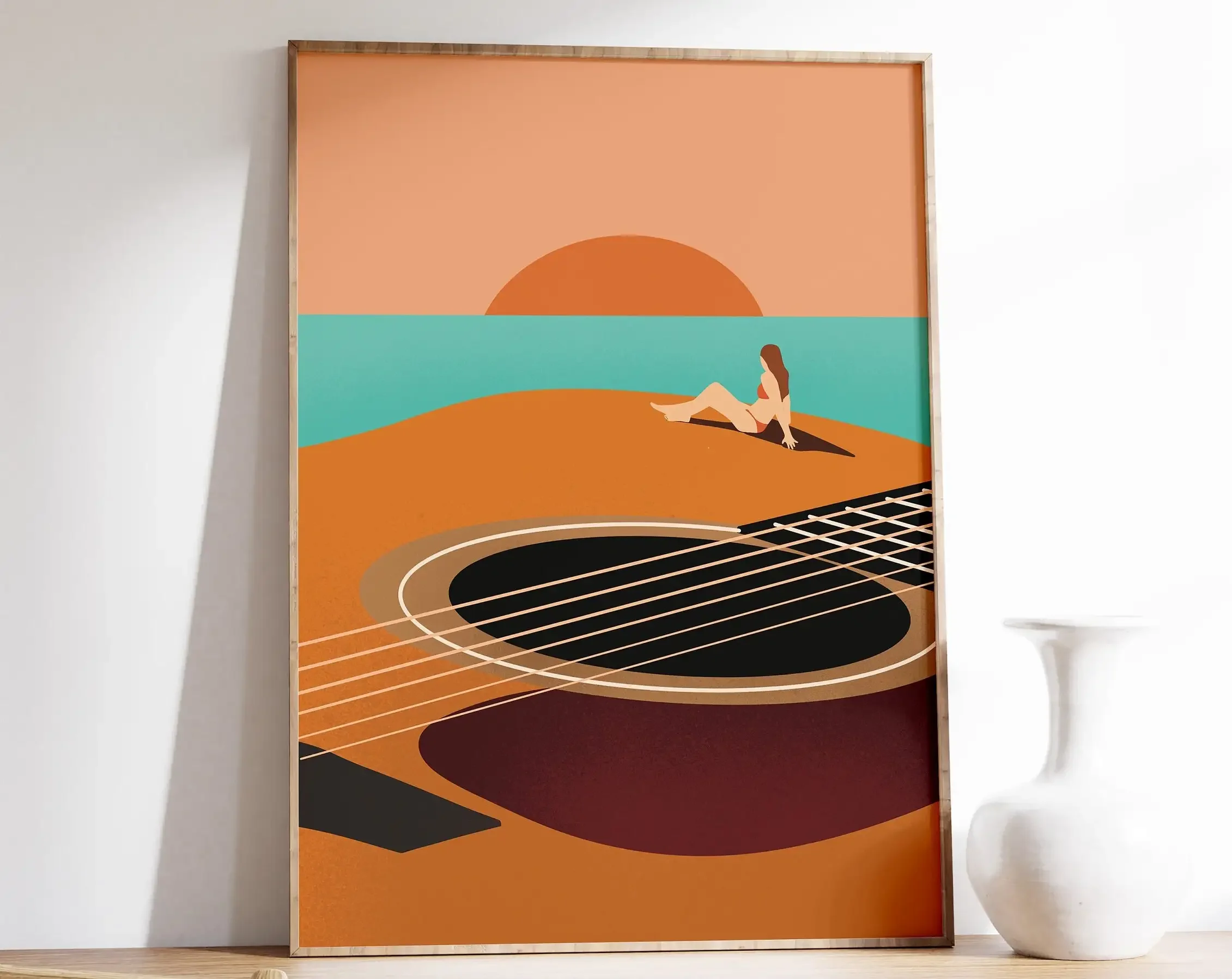 1PCS frameless Vintage Music Art Funny Abstract Instrumental Canvas Painting Huge Guitar Piano Keys Poster Headphone Prints Home