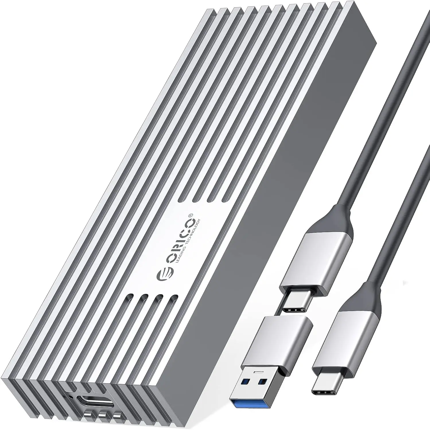 ORICO M.2 NVMe SSD-Gehäuse mit 20Gbps USB3.2 Gen2x2 USB-C PCIe-Adapter, externes SSD-Gehäuse aus Aluminium mit Kühlung, UASP, Trim, max. 4TB