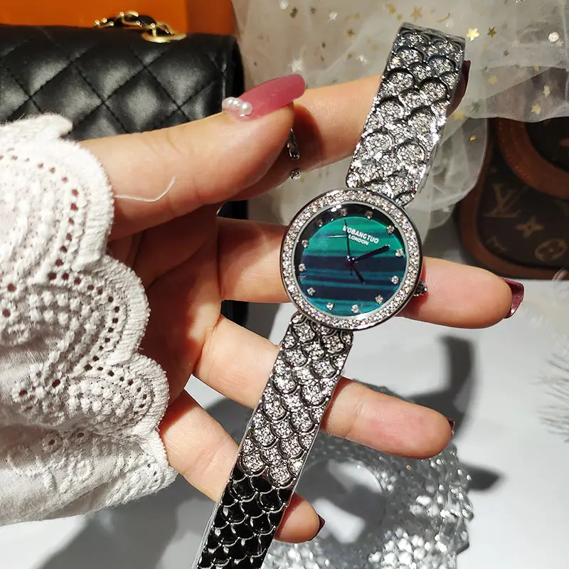 Top Brand Luxury Women Watches Crystal Diamond Quality Ladies Watch With Rhinestone Stainless Steel Wristwatch