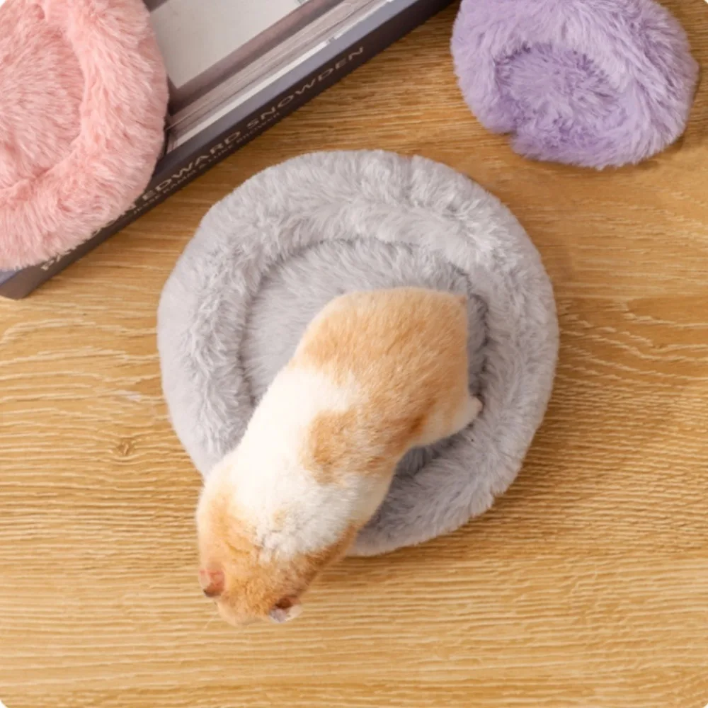 Round Breathable Plush Hamster Nest Mat Bed Small Animals Squirrel House Cushion Practical Pet Products Four Seasons Universal