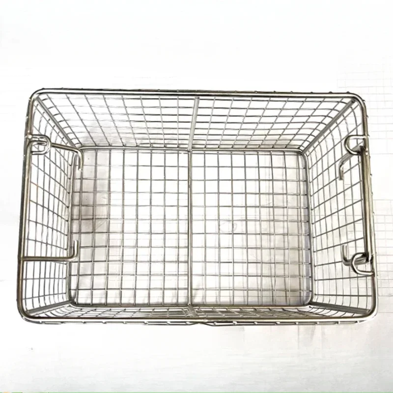 Deep Fry Basket Rectangle for Ultrasonic Cleaning Large Hole Test Tube Disinfection Net Basket 2cm Hole Stainless Steel
