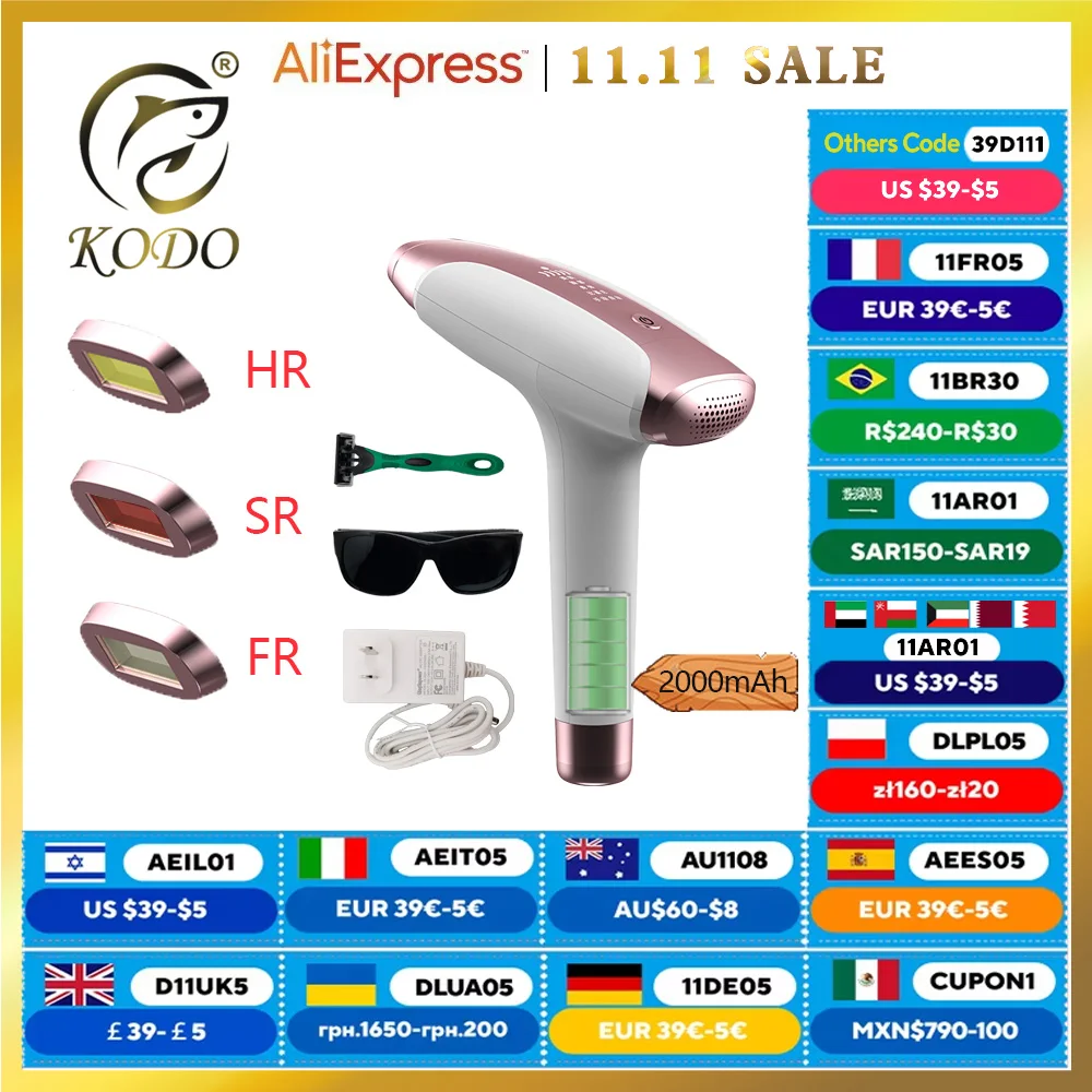 

KODO 2023 New Charge Laser Hair removal dropshipping Hot sell Laser Epilator Permanent IPL Painless Photoepilator 999999 Flashes