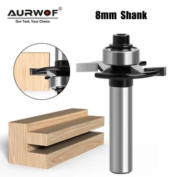 AURWOF 8mm Shank T-Sloting Biscuit Joint Slot Cutter Jointing Slotting Router Bit 2mm Height Milling Cutter woodworking