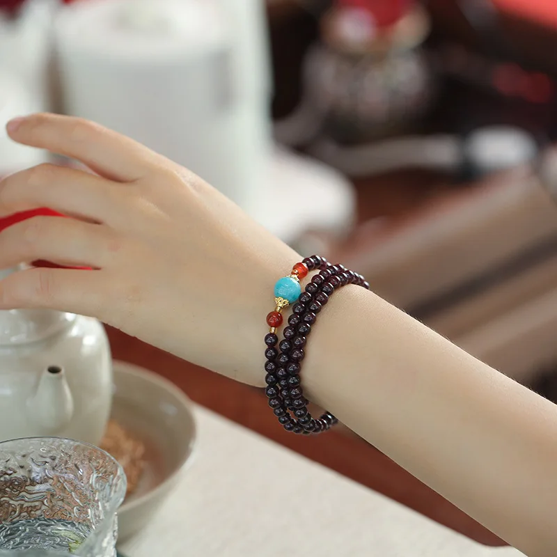 

Natural 3-Loop Garnet Strawberry Quartz Bracelet Multi-Layer Crystal Jewelry for Best Friends & Couples Gifts