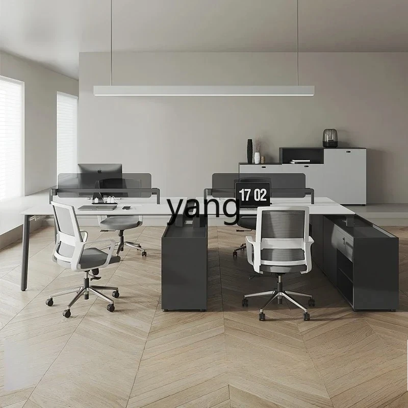 LMMM modern simple financial desk screen 2/four or six people with side cabinet card holder