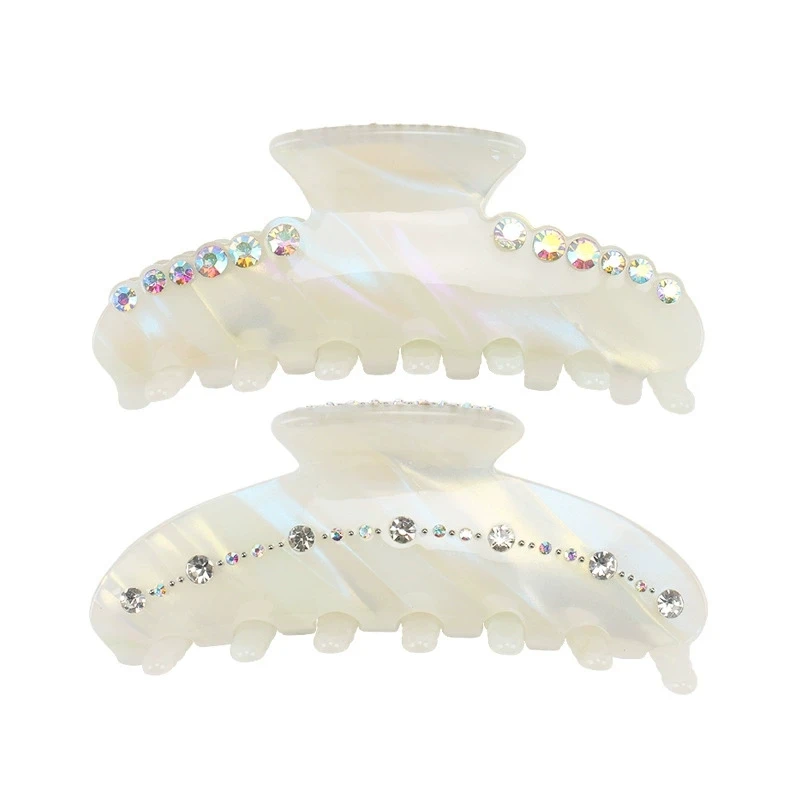

New Summer Acetate Rhinestone Hair Clip Colorful White Sweet Large Shark Clip Hair Claws for Women