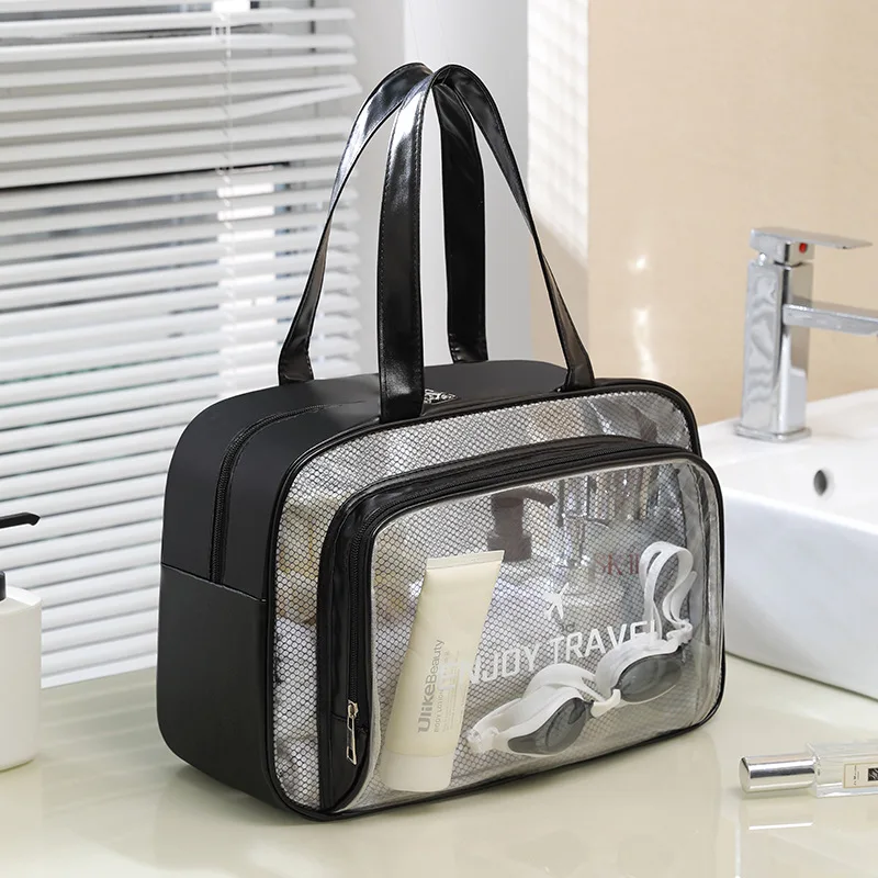 New Transparent Travel Storage Bag Dry Wet Separation Fitness Toiletry Bag Large Capacity Waterproof Travel Bag PU Portable