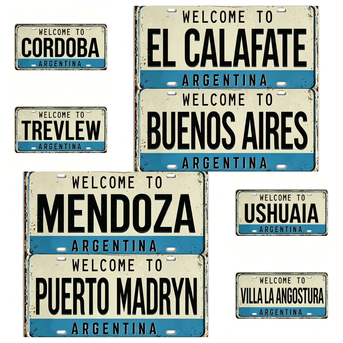Vintage Worn Argentina City Welcome License Plate Metal Sign Retro Wall Plaque For Man Cave Pub South America Trip Gift Home