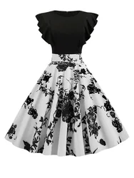 Summer Dress Women Elegant Vintage Dress Robe Femme Casual Short Sleeve Midi Party Sundress Vestidos