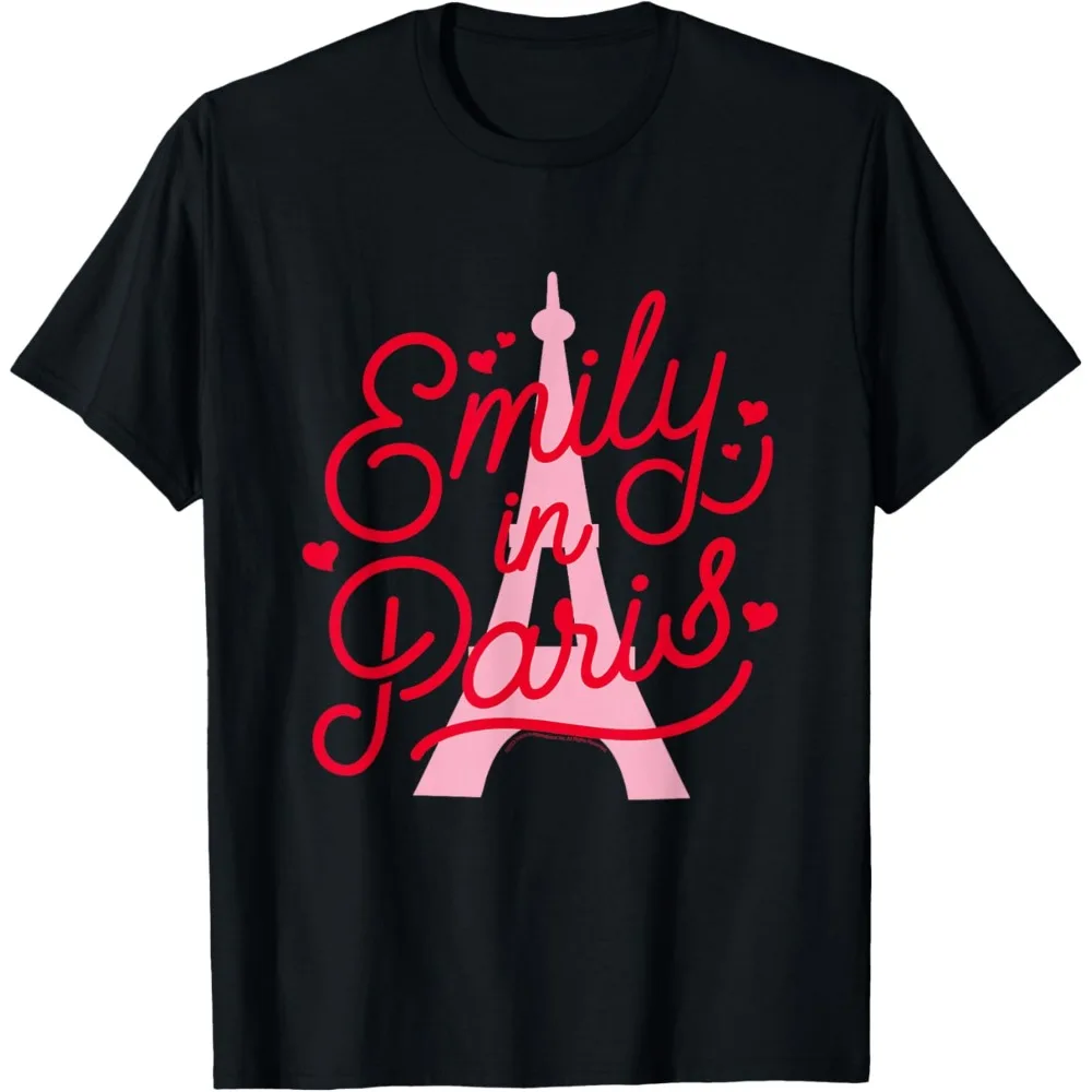 Emily in Paris Eiffel Tower and Logo T-Shirt Fashion Streetwear O-neck Short-sleeve Cotton Unisex Tops Comfortable Personality