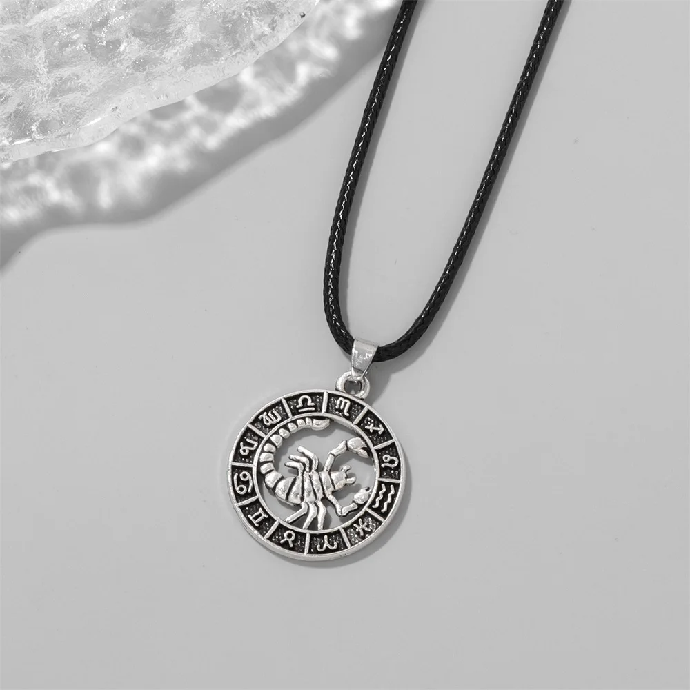 12 Horoscope Pendant Necklace For Women Men Silver Color Aries Leo 12 Constellations Zodiac Sign Necklaces Choker Christmas Gift