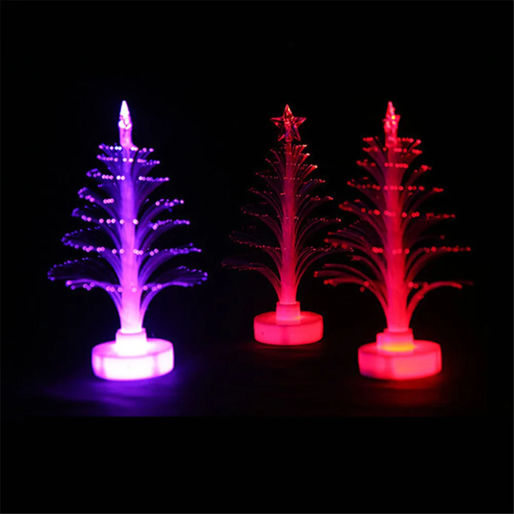 Christmas Tree Lamp Light Colorful LED Fiber Optic Nightlight Mini Christmas Trees Bottle Brush Trees Tabletop Crafting DIY