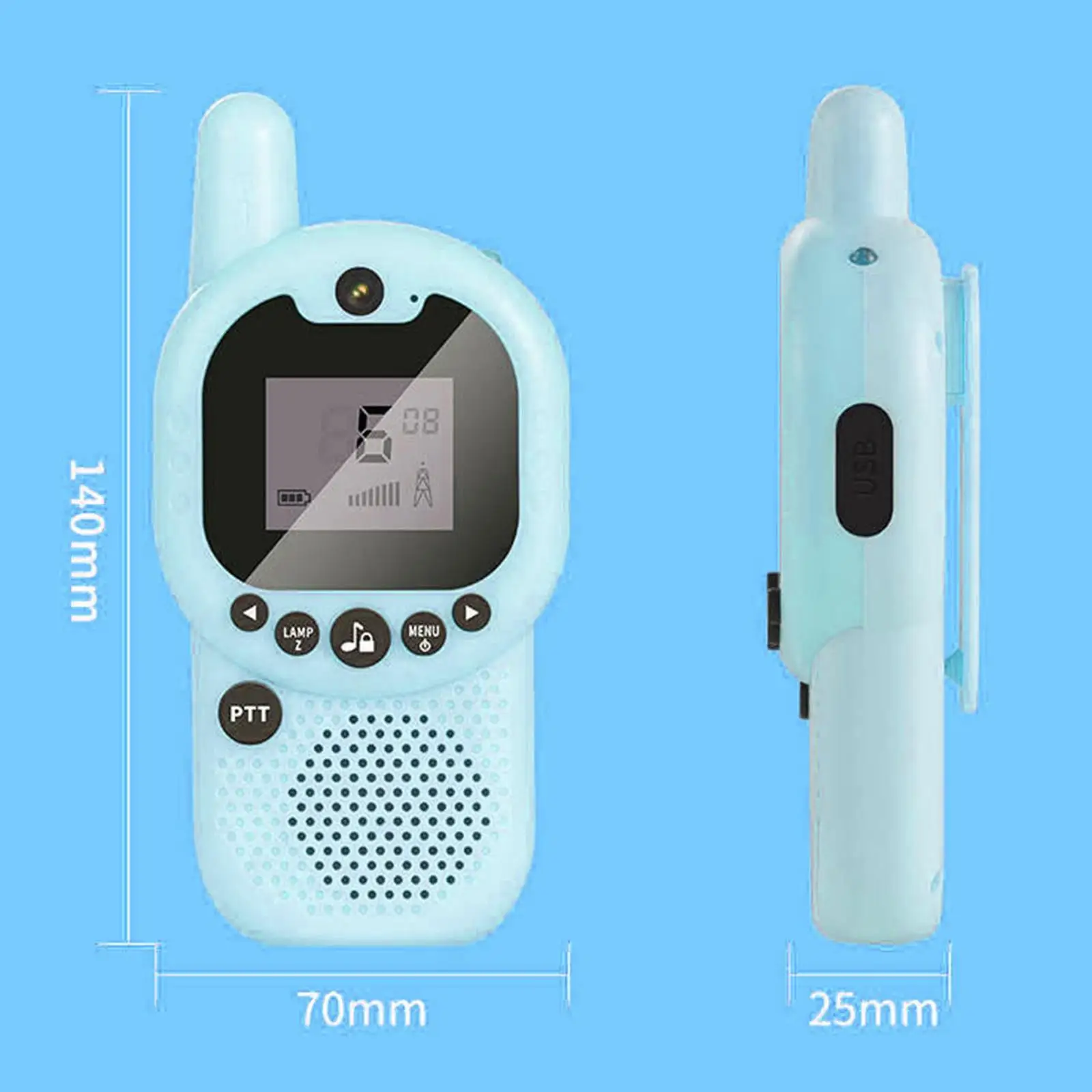 Radio de dos vías para niños, walkie-talkie para acampar, 2 piezas