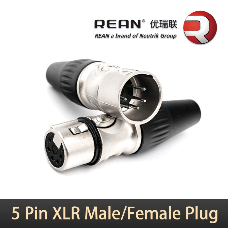 Neutrik's REAN 5-pin XLR Plug DMX512 Stage Lighting Cannon Head Camera Microphone 5-core Plug