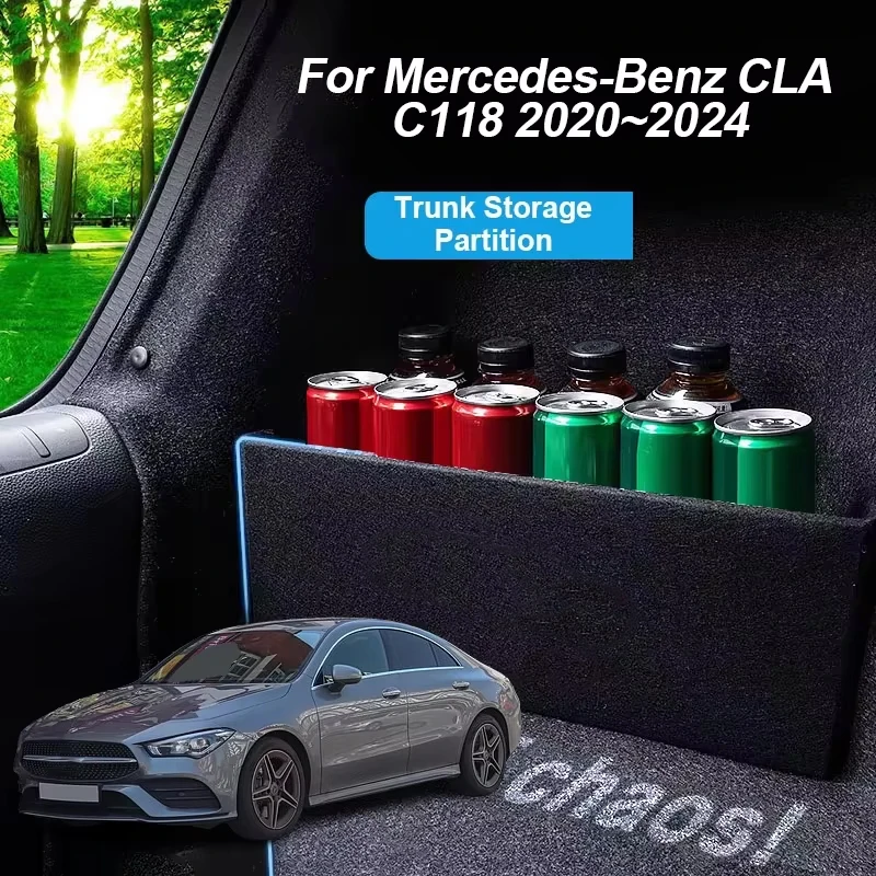 Thickening Trunk Storage Partition For Mercedes-Benz CLA C118 2020~2024 2021 Multifunction Storage Box Interior Car Accessories