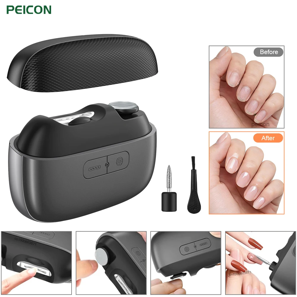 Electric Nail Clipper Rechargeable Portable Fingernail Cutter Auto Grinding Polishing Nail File Electric Nail Trimmer with Light