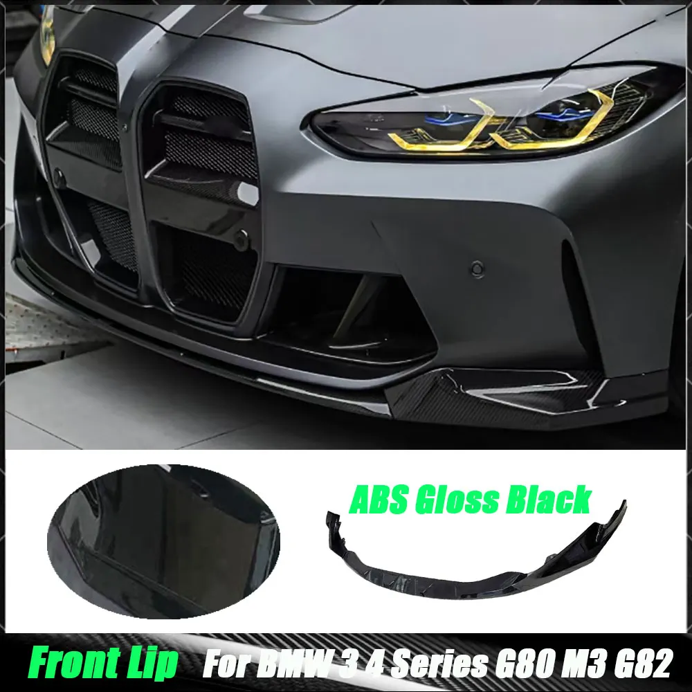 ABS Gloss Black Front Bumper Lip Chin Spoiler Three-stage for BMW G80 G82 G83 M3 M4 2021 + Car Bumper Lip Car Modification