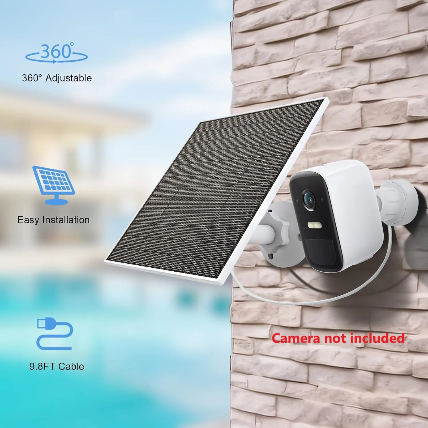 10W 5V Solar Battery Charger For Security Camera Portable Solar Power Panel With Micro USB Type-C Output Solar Panel Charger Kit image 6