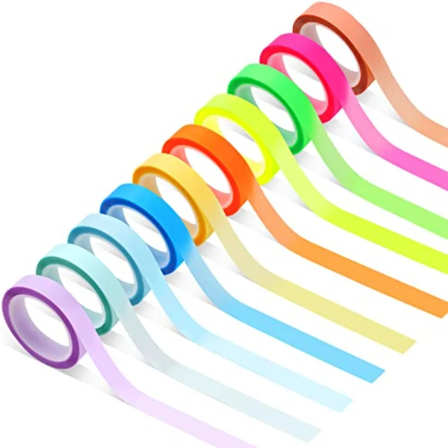 

10 Rolls Colorful Highlighter Tape, 0.31" x 16.5 ft Highlighter Tape Removable, Transparent Highlighter Strips, Highlighter Tap