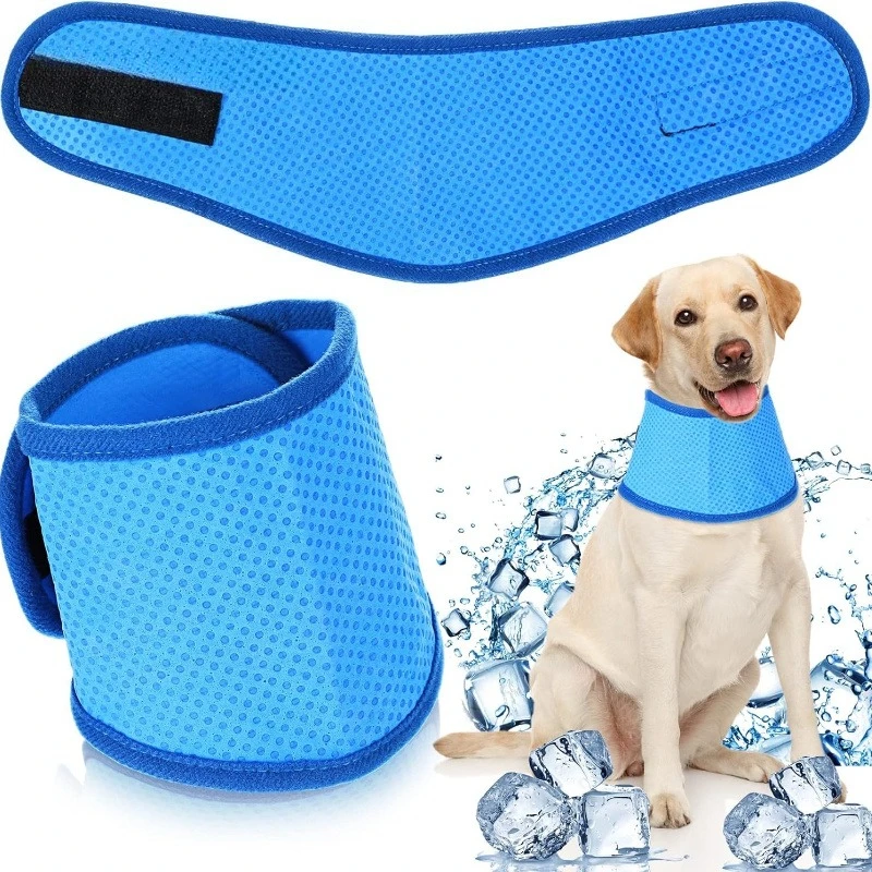 Instant Ice Pet Cooling Bandana Velcro Adjustable Collar for Dogs Cats Summer Outdoor Washable