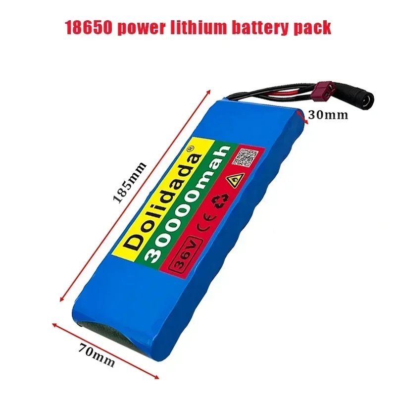 New 10S1P 18650 Power Lithium Battery Pack 36V Large Capacity 30Ah 20A Built-in BMS Suitable for Electric Bicycles and Scooters