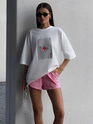 Wolfeel 100% Cotton Women's Poker Card Printed T-Shirt Fashionable O-Neck Loose Short Sleeved Tees Female Summer New Casual Top