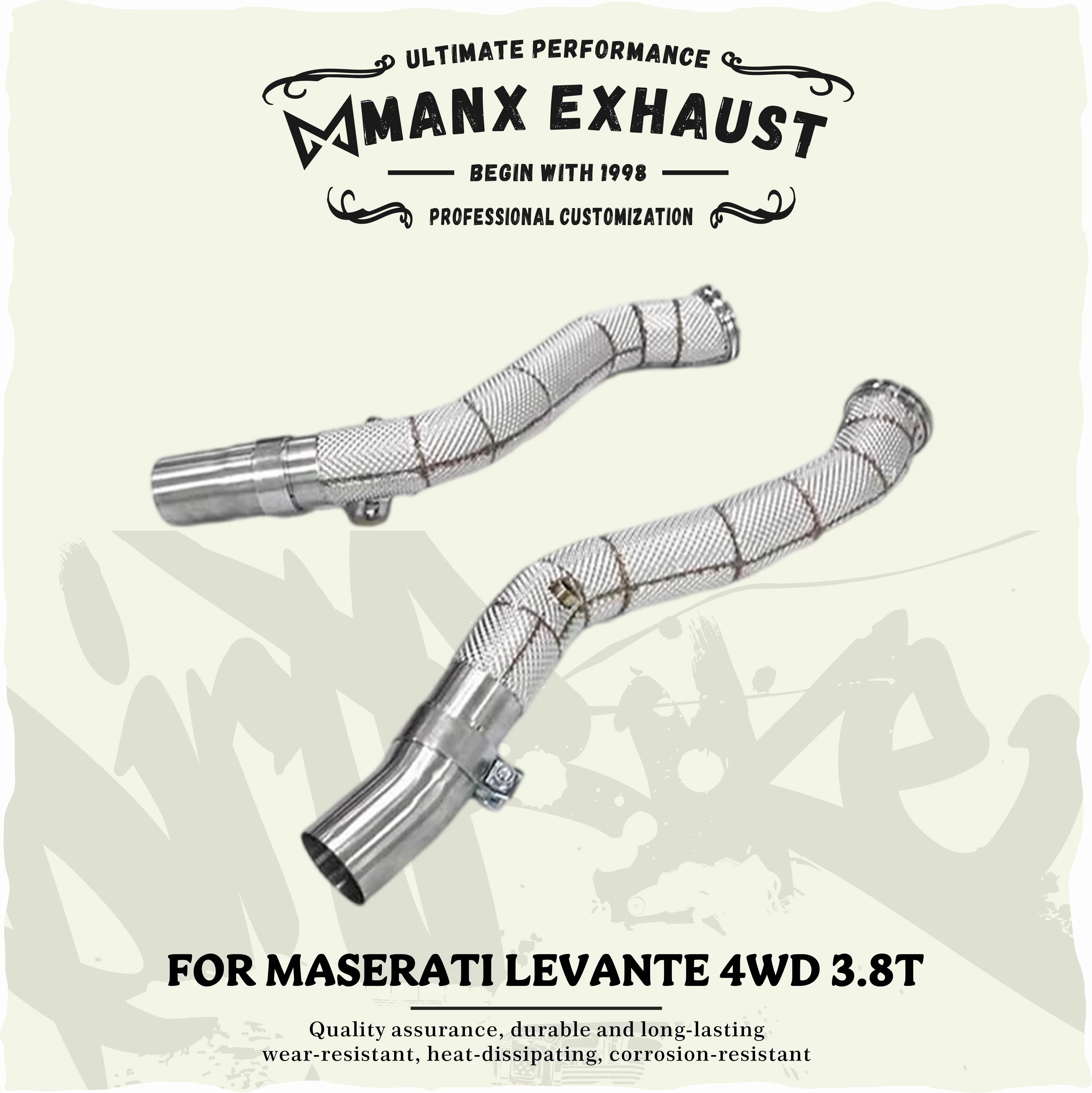 

Suitable for Maserati Levante 4WD 3.8T Stainless steel Downpipe Performance Exhaust fitting with heat shield