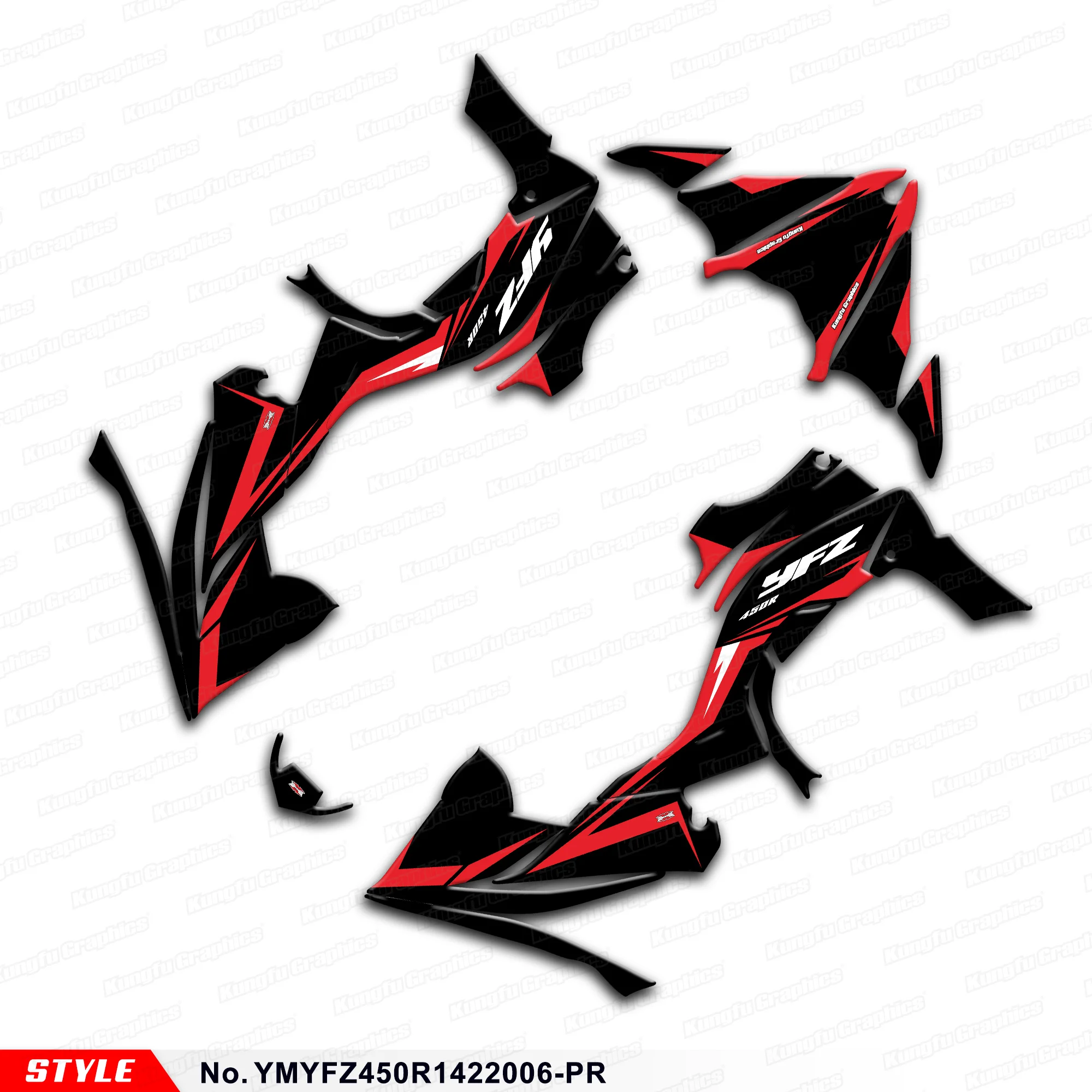 

JY RACING Graphics Sheet Vinyl Sticker for YAMAH YFZ450R YFZ 450R 14 15 16 17 18 19 20 21 22 2023 2024 2025, YMYFZ450R1422006-PR