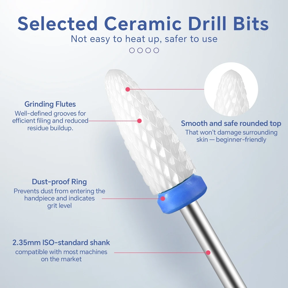 10Pcs Ceramic Nail Drill Bits Set Milling Cutter for Manicure Drills Electric Nail Files Cuticle Remove Nail File Art Tools