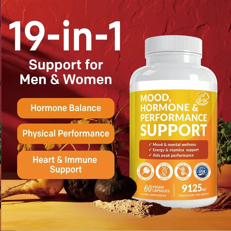 19 in 1 Peruvian Macagan 60 Capsules Containing Macacouruba and Ginseng Black Macagan Emotional,hormonal,and Performance Support