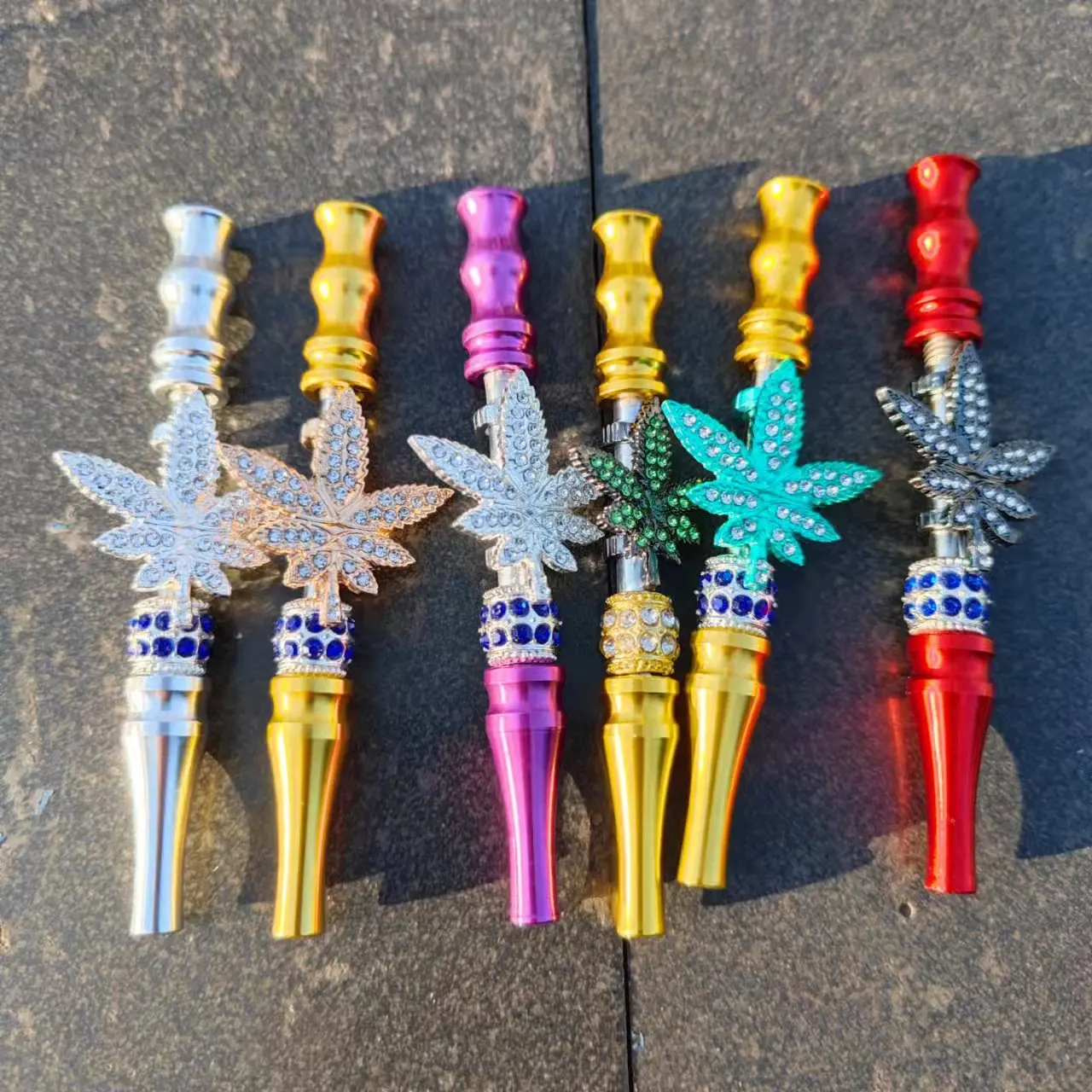 New Arrival Maple Leaf Style Multi-color Hookah Hookah Mouthpiece With Rhinestone Blunt Hookah Mouth Mouth/Female Mouthpiece