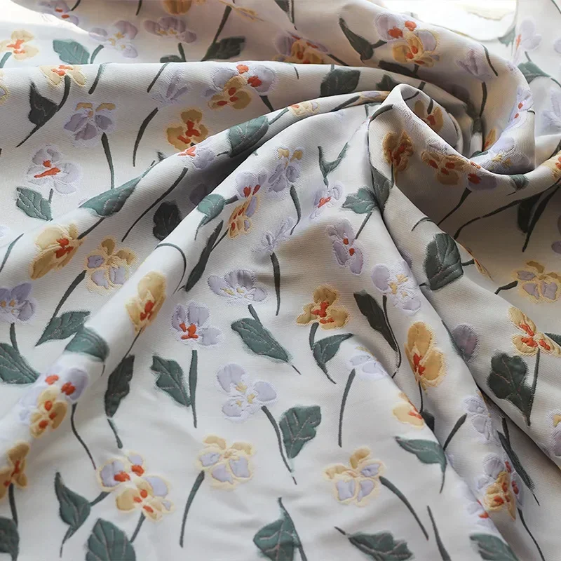 

45cmx140cm Embossed Floral Jacquard Fabric Spring Summer Women's Dress Shirt Bag Diy Sewing Designer Fabric